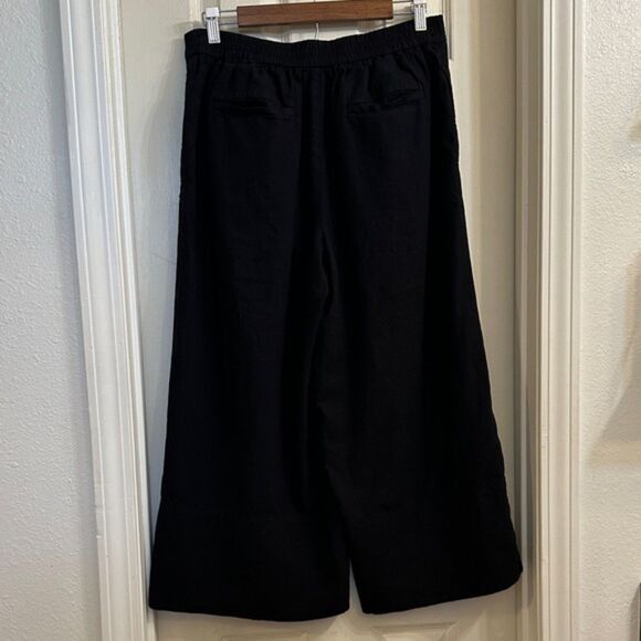 Banana Republic Wide Leg Crop Pants Pull On Linen Size Medium Pockets Lagenlook - Picture 8 of 13